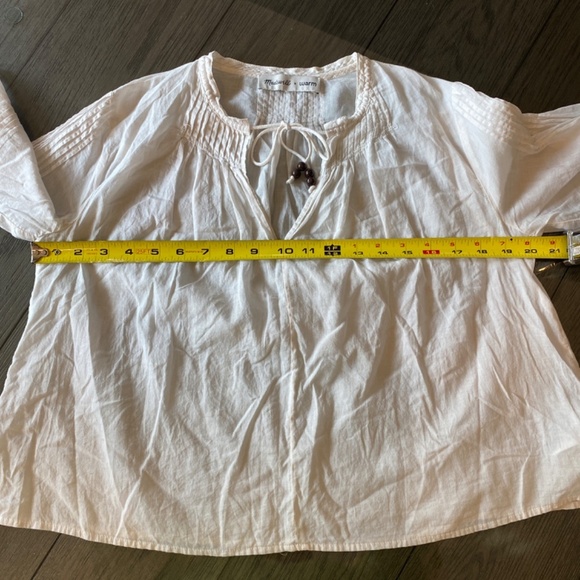 Madewell x Warm Pintuck Tie-Neck Top/White, 33882 - Picture 9 of 14